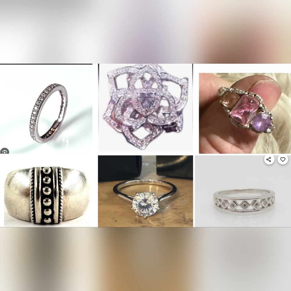 Sterling Silver Solitaire Round-Cut Engagement Rings - Silver